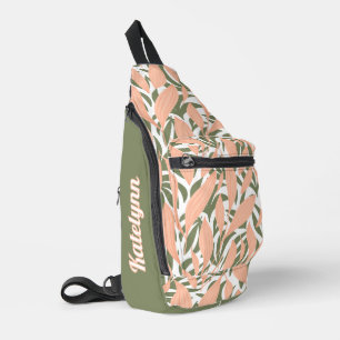 Sac À Bandoulière Tropical Chic Rose et Vert Personnalisé