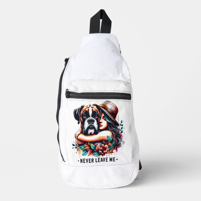 Sac À Bandoulière Une femme embrasse Bulldog en Casquette (Recto)