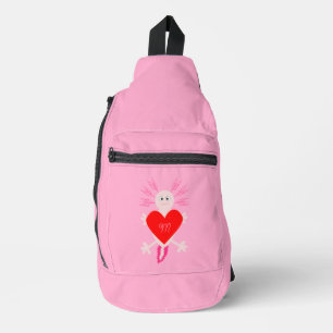 Sac À Bandoulière Valentines Jour Amour Coeur Axolotl Monogramme