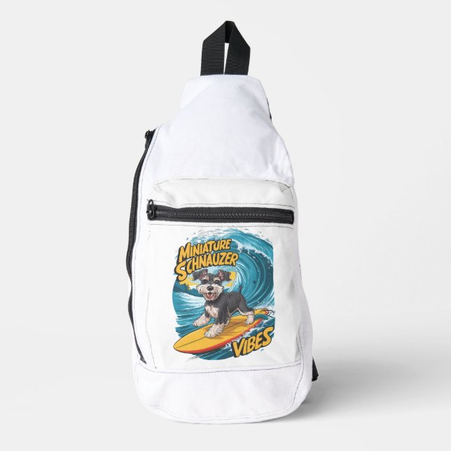 Sac À Bandoulière Wave Rider Miniature Schnauzer Chiens Epic Surf (Recto)