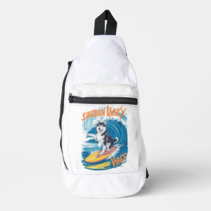 Sac À Bandoulière Wave Rider Sibérien Husky Chien Surf