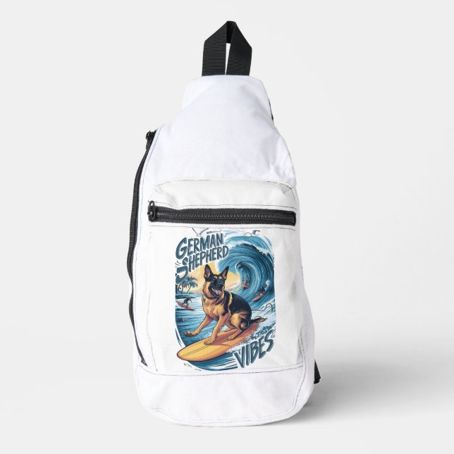 Sac À Bandoulière Wave Rider : Un Berger Allemand Surf (Recto)