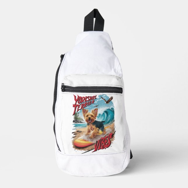 Sac À Bandoulière Wave Rider Yorkshire Terrier Surf Pup (Recto)