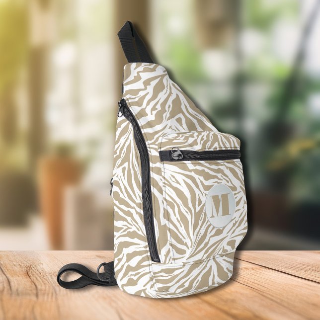Sac À Bandoulière Zebra Poster de animal Monogrammed (Zebra Animal Print Monogrammed Sling Bag)