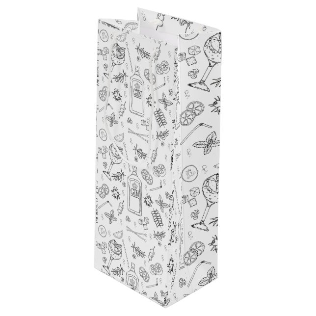 Sac à bouteille pour cocktail Gin and Tonic Doodle (Devant Angle)