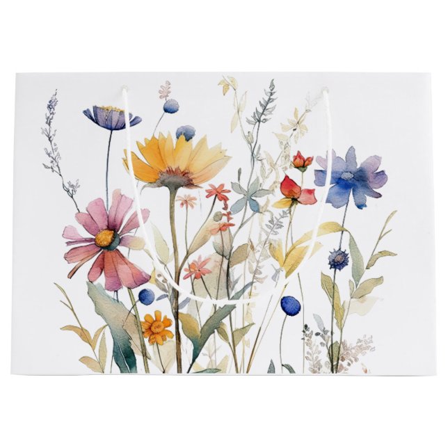 Sac à cadeau en aquarelle 'Hunny' à fleurs sauvage (Devant)