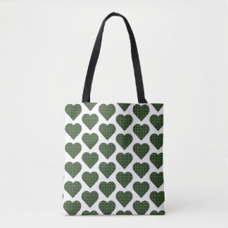 Sac à carreaux en forme de cœur vert foncé