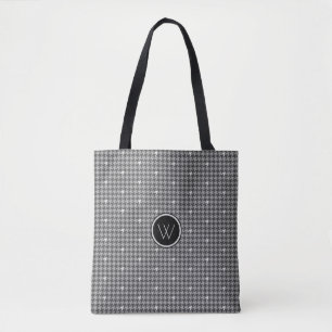 Sac à carreaux Houndstooth gris avec accent argent
