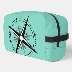 Sac à cosmétiques toile turquoise compas nautique