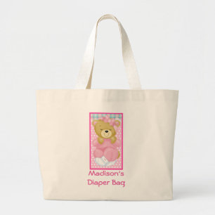 Sac à couches personnalisées avec ours rose mignon