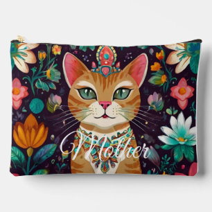 Sac à couture imprimé chat couronné de bijoux