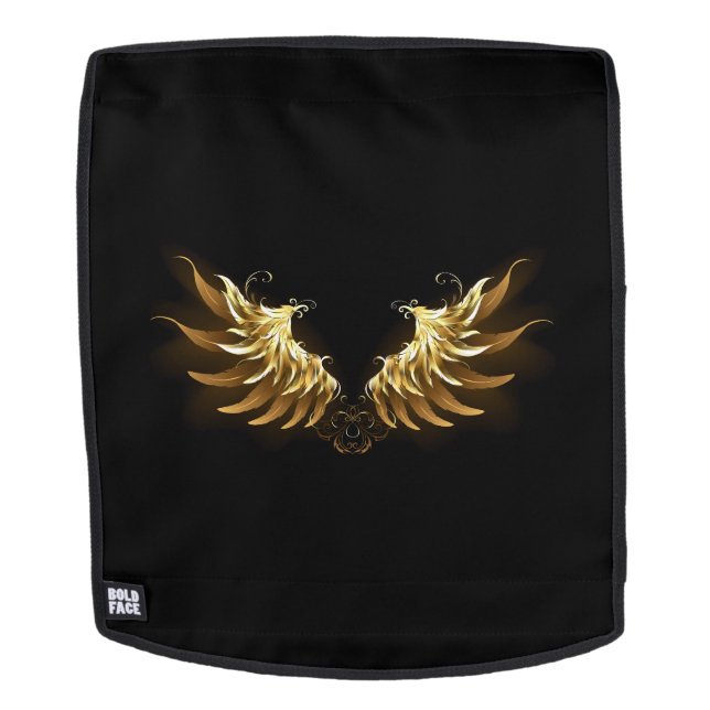 Sac À Dos Ailes d'Ange d'or sur arrière - plan noir (Devant amovible)