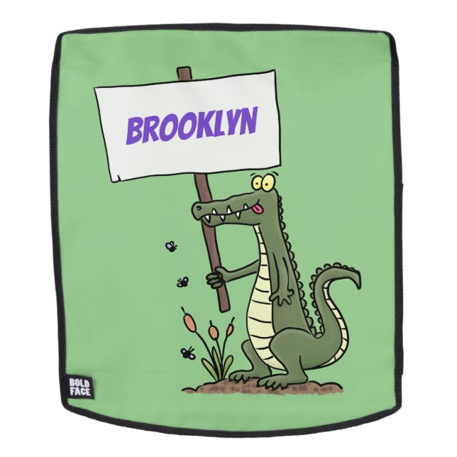 Sac À Dos Aligator de crocodile drôle avec dessin animé (Devant amovible)
