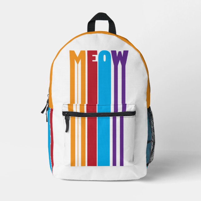 Sac à dos Amoureux des chats couleur MEOW avec ban (Recto)