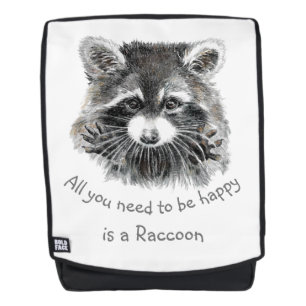 Sac À Dos Amusant Mignon Raton Laveur Aquarelle Joyeux Inspi
