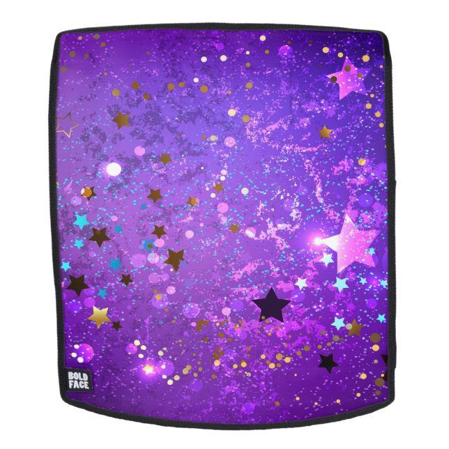 Sac À Dos Arrière - plan de feuille violet avec étoiles (Devant amovible)