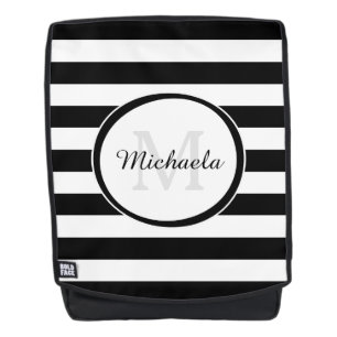 Sac À Dos Bandes noires et blanches contemporaines avec Mono