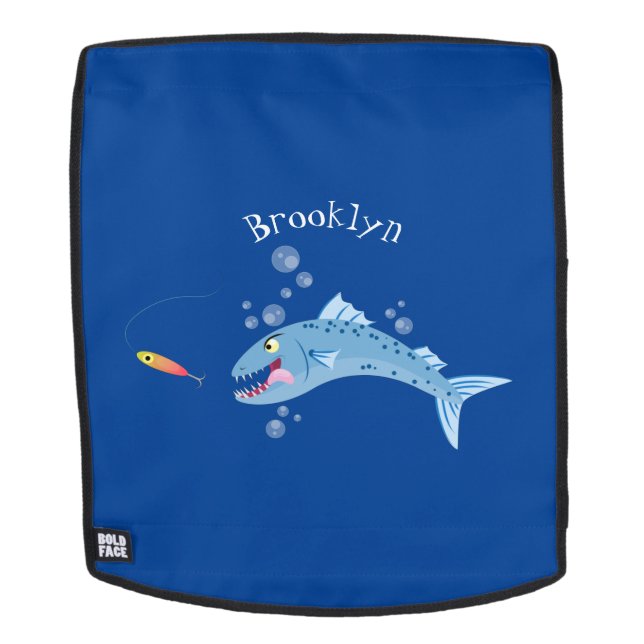 Sac À Dos Barracuda poisson affamé de la pêche dessin animé (Devant amovible)