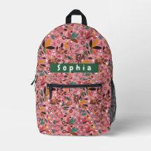 Sac à dos Botanique rose personnalisé pour filles