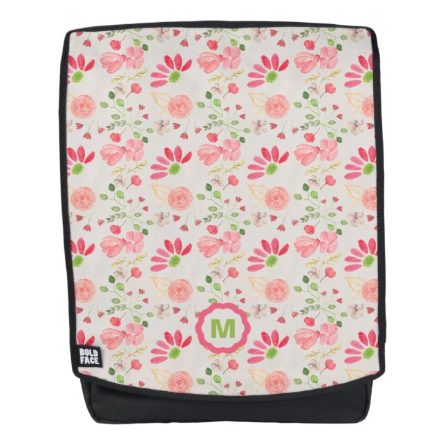 Sac À Dos Botaniques florales roses et vertes (Devant)