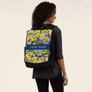 Sac À Dos Camouflage jaune et gris Personnalisez votre nom