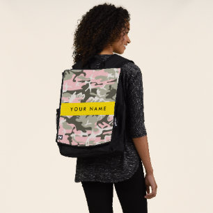 Sac À Dos Camouflage Rose et Vert Personnalisez votre nom