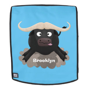 Sac À Dos Caricature amusante de buffle d'eau courante