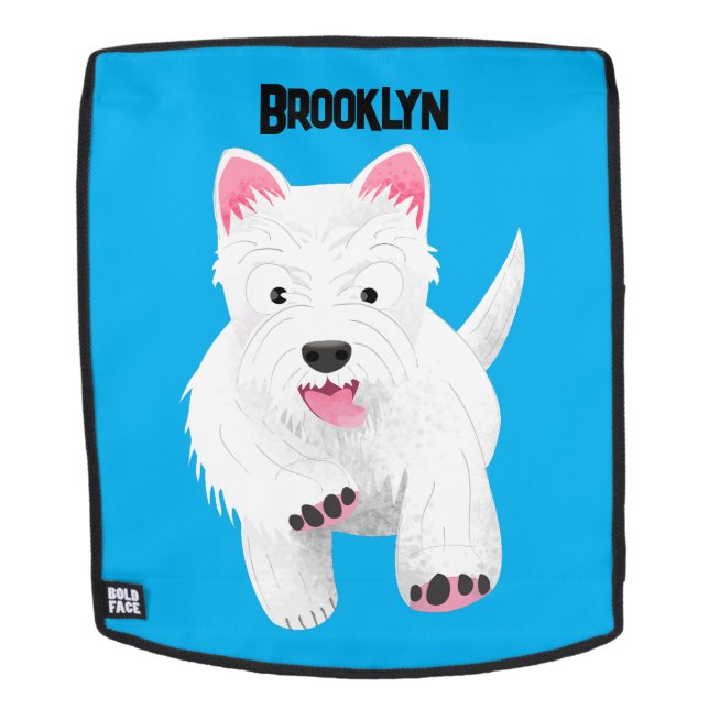 Sac À Dos Caricature blanche de terrier de l'ouest (Devant amovible)