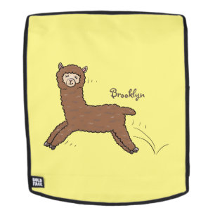 Sac À Dos Caricature d'alpaga brun joli