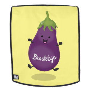 Sac À Dos Caricature d'aubergine d'aubergine joliment heureu