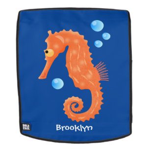 Sac À Dos Caricature de bulles d'hippocampe orange