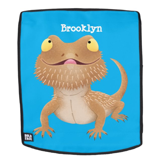 Sac À Dos Caricature de lézard de dragon à barbe (Devant amovible)