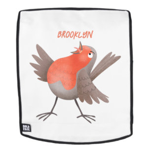 Sac À Dos Caricature d'oiseau rouge chantant mignon
