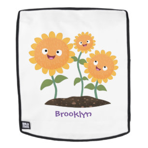 Sac À Dos Caricature joli tournesol souriant illustration