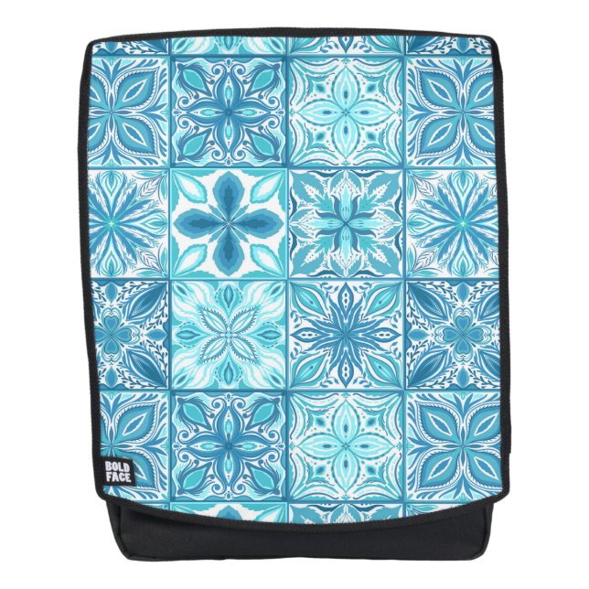 Sac À Dos Carreaux décorés en bleu et blanc (Devant)