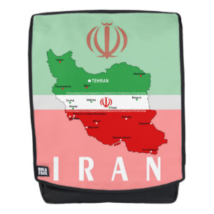 Sac À Dos Carte de l'Iran avec drapeau et emblème