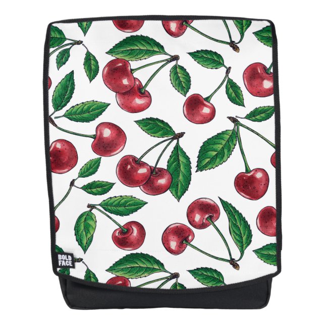 Sac À Dos Cerises rouges sur blanc (Devant)