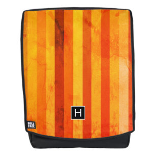 Sac À Dos Chaud Patiné Orange Rouge rayures Monogramme