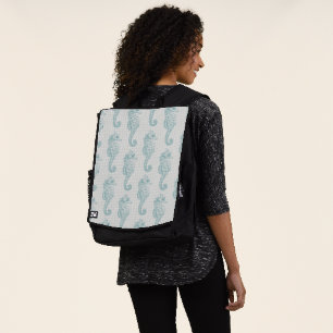 Sac À Dos Chevaux de mer tropicaux, Motif hippocampe - gris 