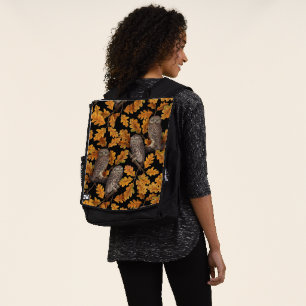 Sac À Dos Chouettes d'automne sur noir