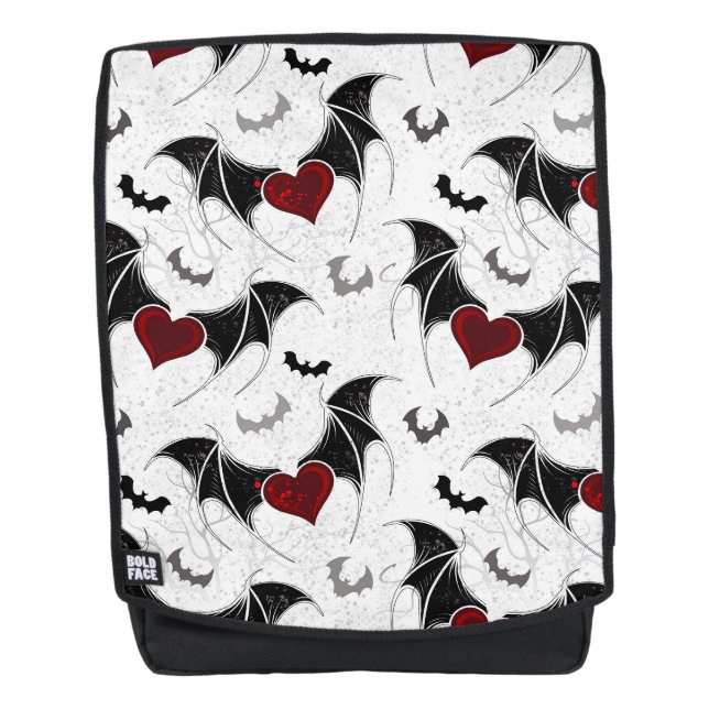 Sac À Dos Coeur d'Halloween avec ailes de chauve-souris noir (Devant)