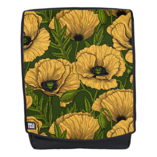 Sac À Dos Coquelicots jaunes sur vert foncé