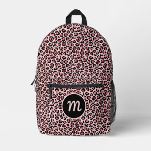 Sac à dos cousu Empreinte de léopard noir rose chi