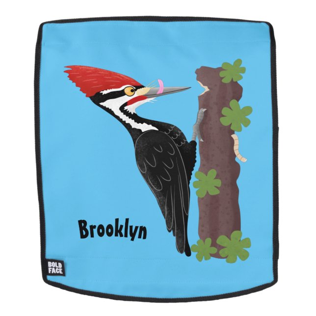 Sac À Dos Cue drôle Pileated woodpecker dessin d'illustratio (Devant amovible)