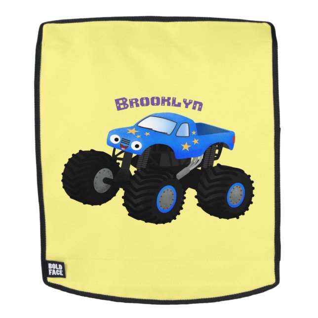 Sac À Dos Cute blue monster truck cartoon illustration (Devant amovible)