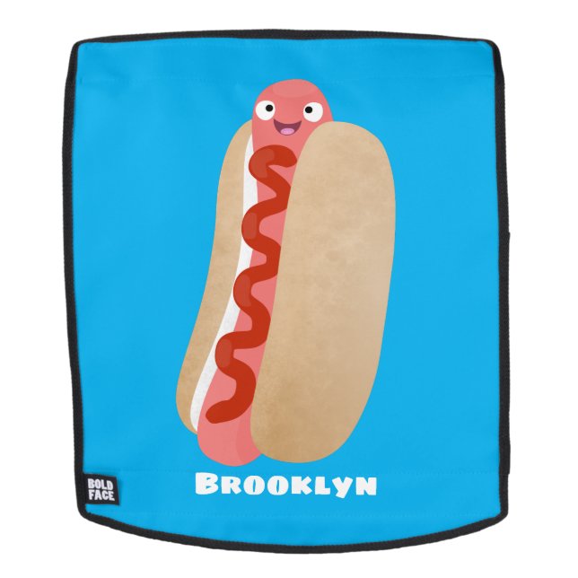 Sac À Dos Cute funny hot dog Weiner cartoon (Devant amovible)