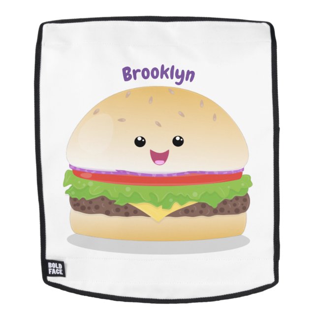 Sac À Dos Cute happy kawaii hamburger cartoon (Devant amovible)