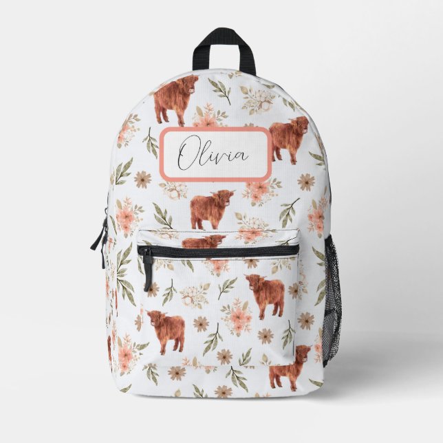 Sac à dos de fille de vache de Highland Floral (Recto)