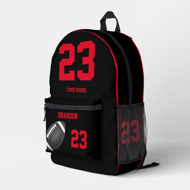 sac à dos de football américain noir rouge 3 (Coin arrière droit)