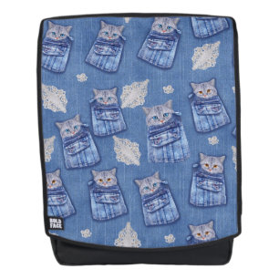 Sac À Dos Denim poche Jeans, Kittens et dentelle